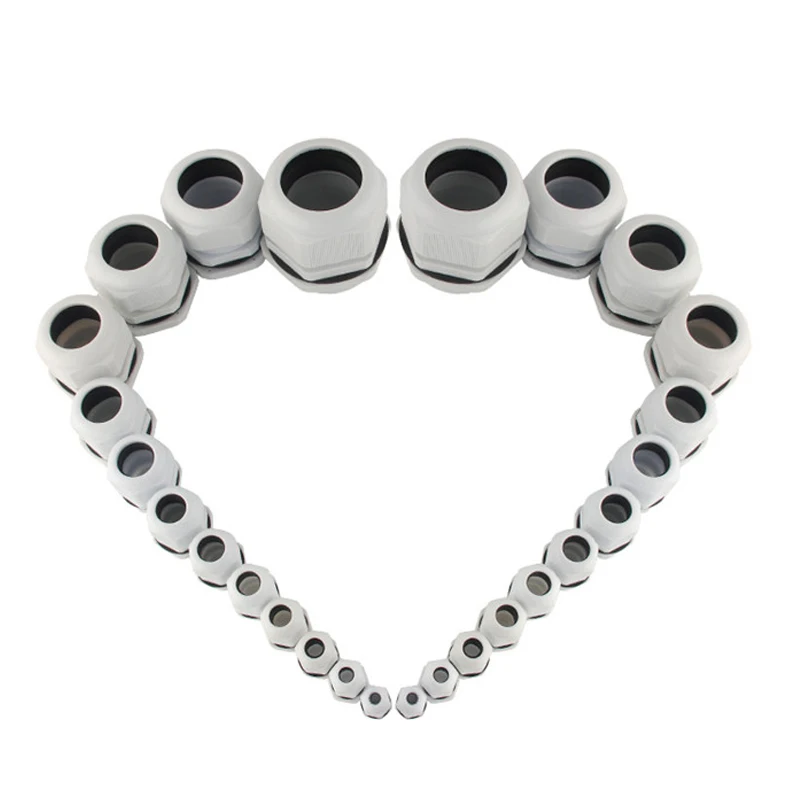 IP67 Waterproof Cable Gland Plastic Cable Entry PG7/9/11/13.5/16/19/21/25/29 White Nylon Plastic Connector