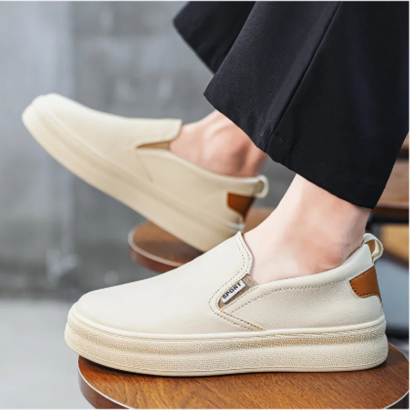 

Summer 2023 New Casual Men and Women Shoe Fashion Flat Sole Man Sneakers Outdoor Non-slip Designer Beige Tide Slip On Pu Leather