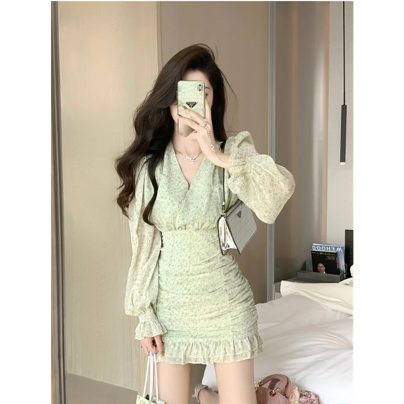 2023 Summer Sweet Elegant Short Party Dress Korean Fashion Floral Mini