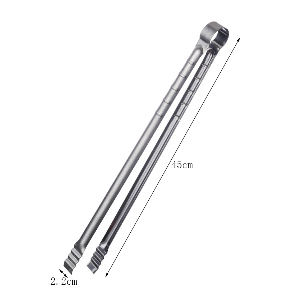 Extra Long Grill Tongs 45CM Stainless Steel for Kitchen Cooking Grilling Barbecue Food Clip Tool Silver