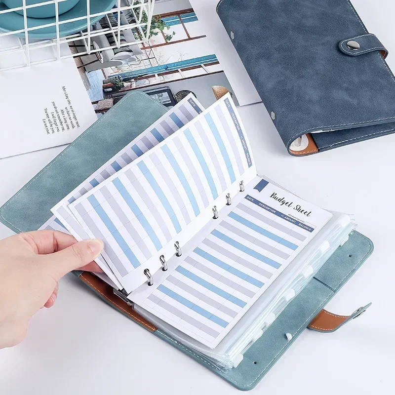 Budget Binder Notebook A6 Budget Binder Planner Notebook Cover PU Loose-leaf 6 Holes Binder Diary