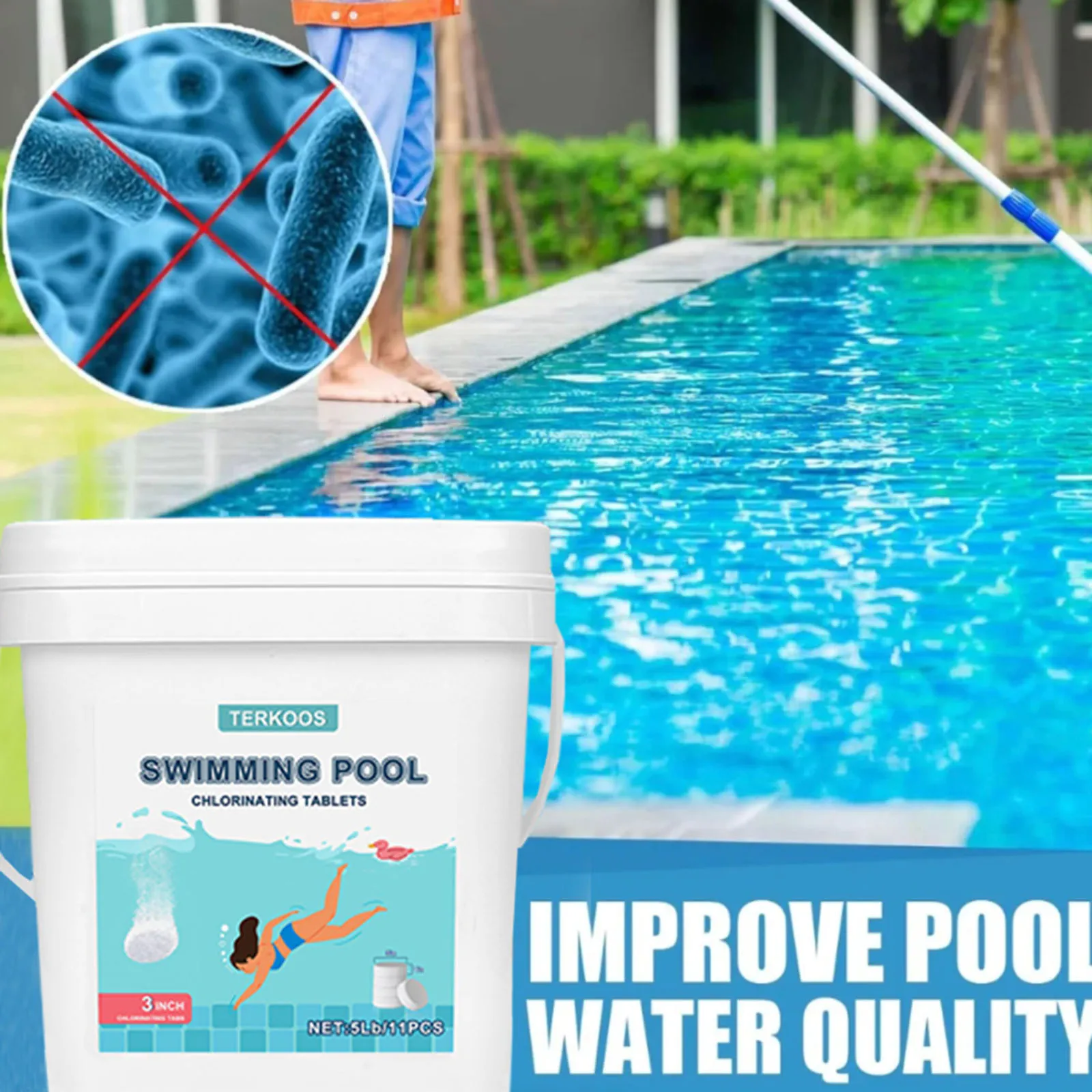 40 Pounds Pool Cleaning Effervescent Tablets Chlorine Pill for Hot Tub Swimming Pool