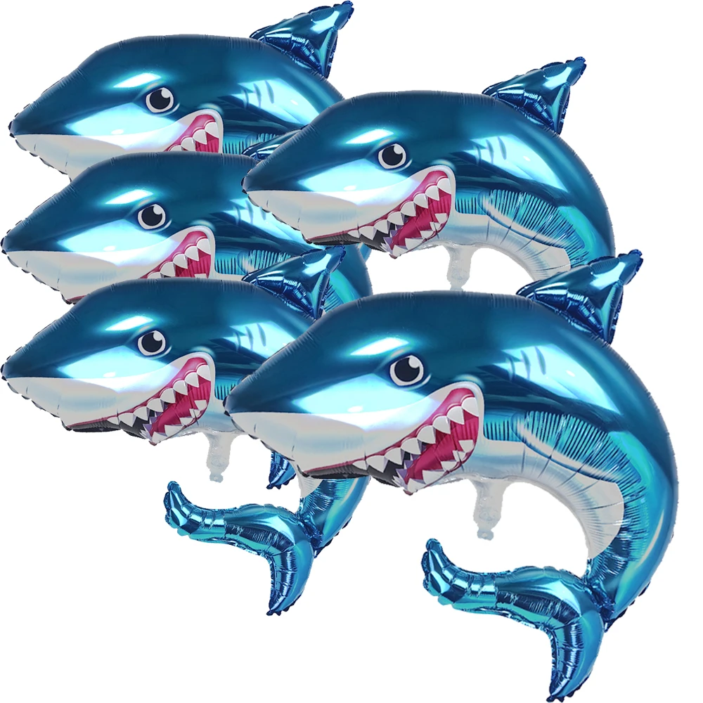 5/10 Stück 21 Zoll Hai Folienballon Hai Partydekorationen Happy Shark Geburtstag Babypartyzubehör