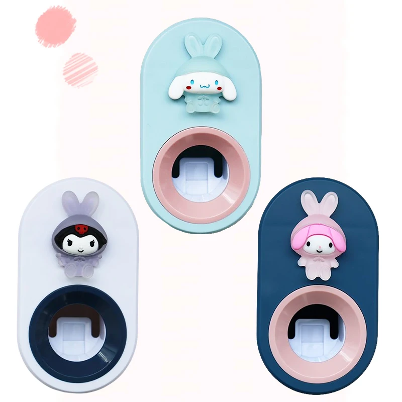 

Sanrio Kuromi Automatic Toothpaste Squeezer My Melody Cinnamoroll Beauty Bathroom Wall Mounted Toothbrush Holder Toy Girls