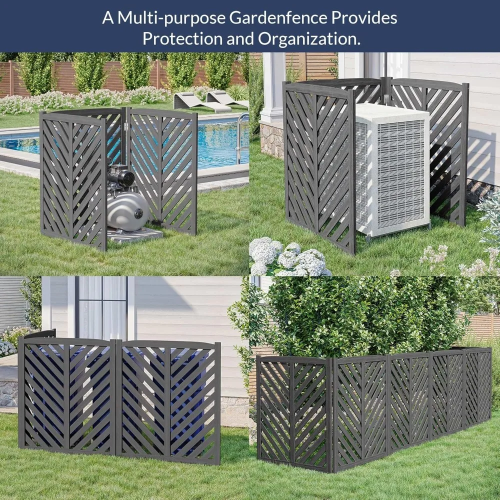 Privacy Air Conditioner Fence 3-Panel Wooden Enclosure - 41" 4