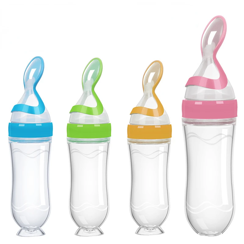 Baby Feeding Bottle +Teething Mesh Bag Silicone Teether Rice Paste Squeeze Bottle Spoon Feeder Food Container Infant Utensils images - 6