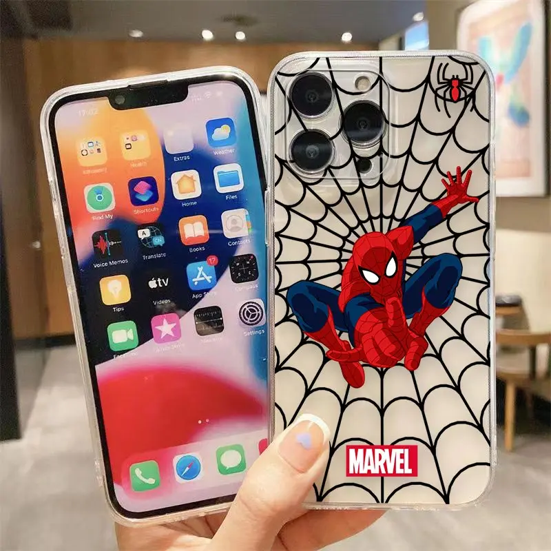 thumbnail image 1 of The Avengers Spider-Man Marvel Transparent Phone Case for iphone 14 11 12 13 7 8 SE Apple X XR XS 6 6s Pro Plus Max Carcasa Case, 1 of 5