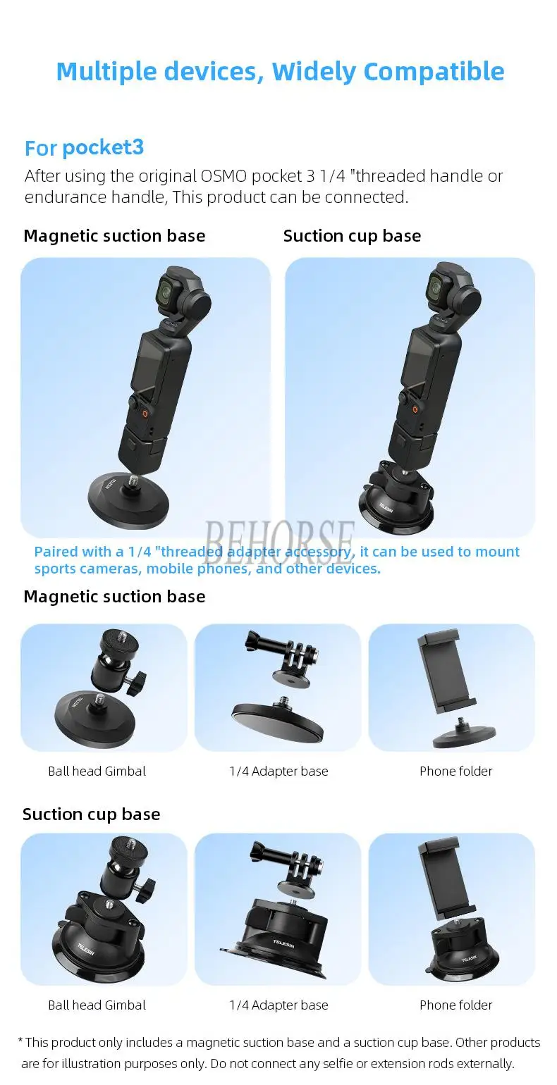 Kaufe Ständer aus Metall mit magnetischer Basis, magnetische Halterung für  DJI Osmo Pocket 3/Insta360/Gopro