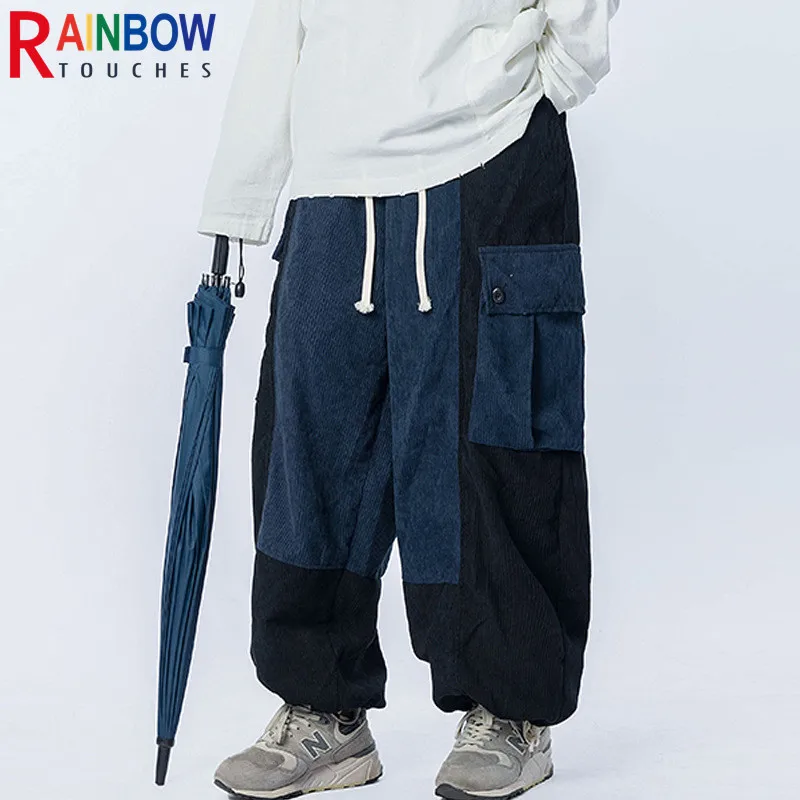 Rainbowtouches New Fashion Casual Sports Training High Street Vintage Style Pant Corduroy Men's Trendy Oversize Loose Trousers
