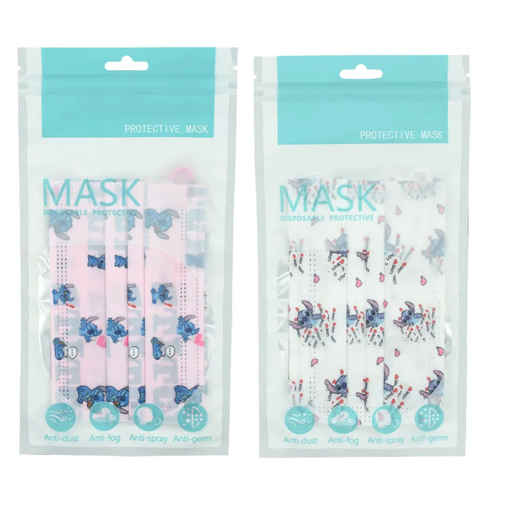 

Disney Print Cartoon Stitch Print Adult Face Mask Disposable Child Protection Dust Anime Mask 3Ply Filter Breathable Kids Masque