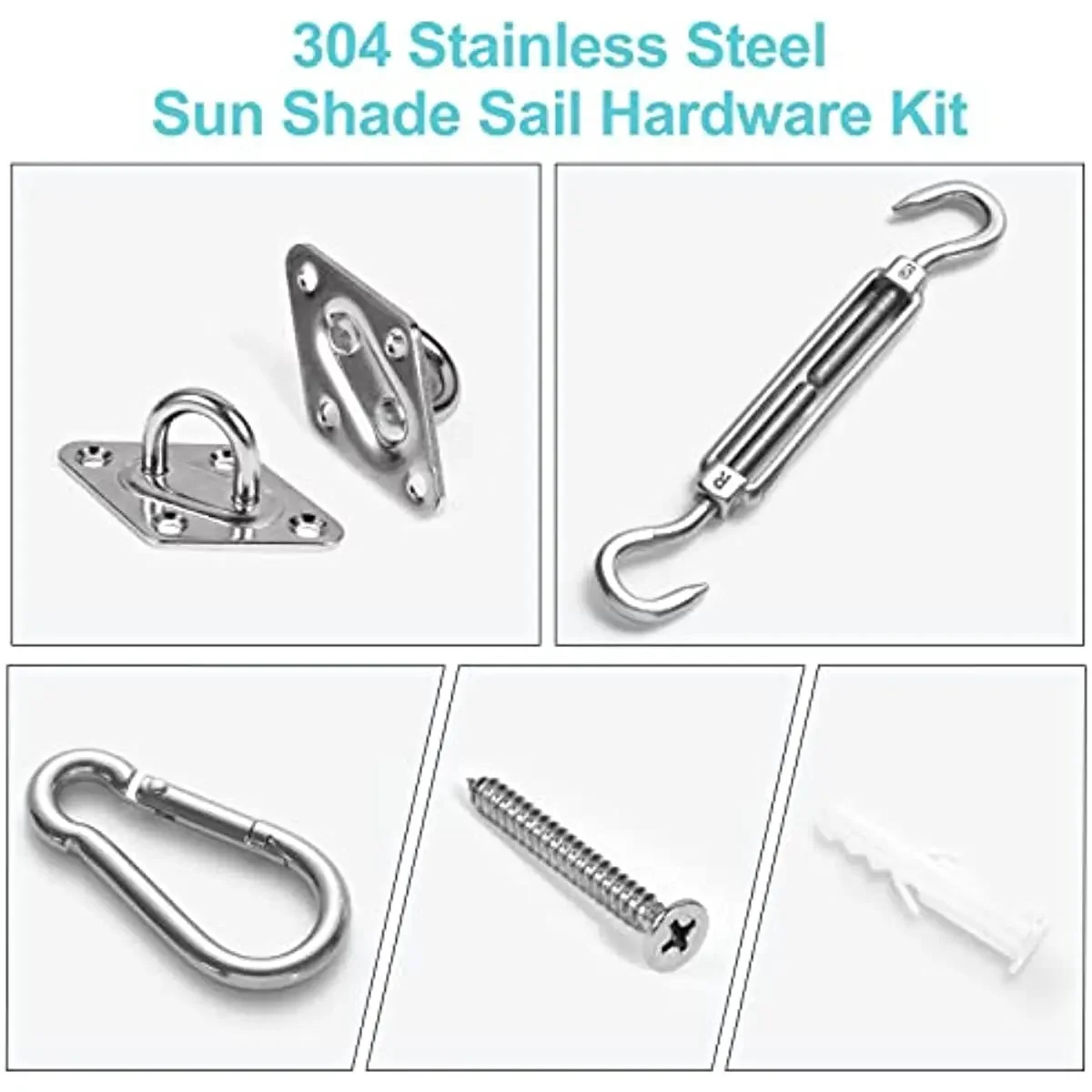 Heavy Duty Shade Sail Stainless Steel Hardware Kit Awning Mounting Accessories Set for Home Garden Awning Fixing Accessories