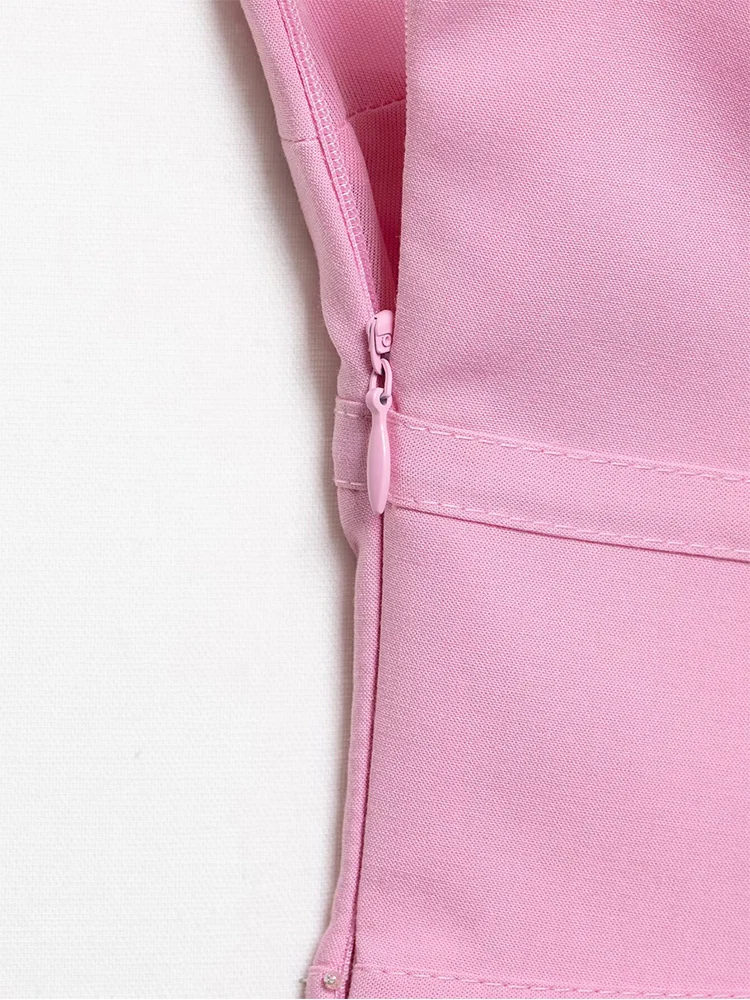 TFMLN New Women Bow-knot Tube Top Summer 2025 Sexy Party Club Strapless Sleeveless Backless Top Fashion Pink Sweet Clothes