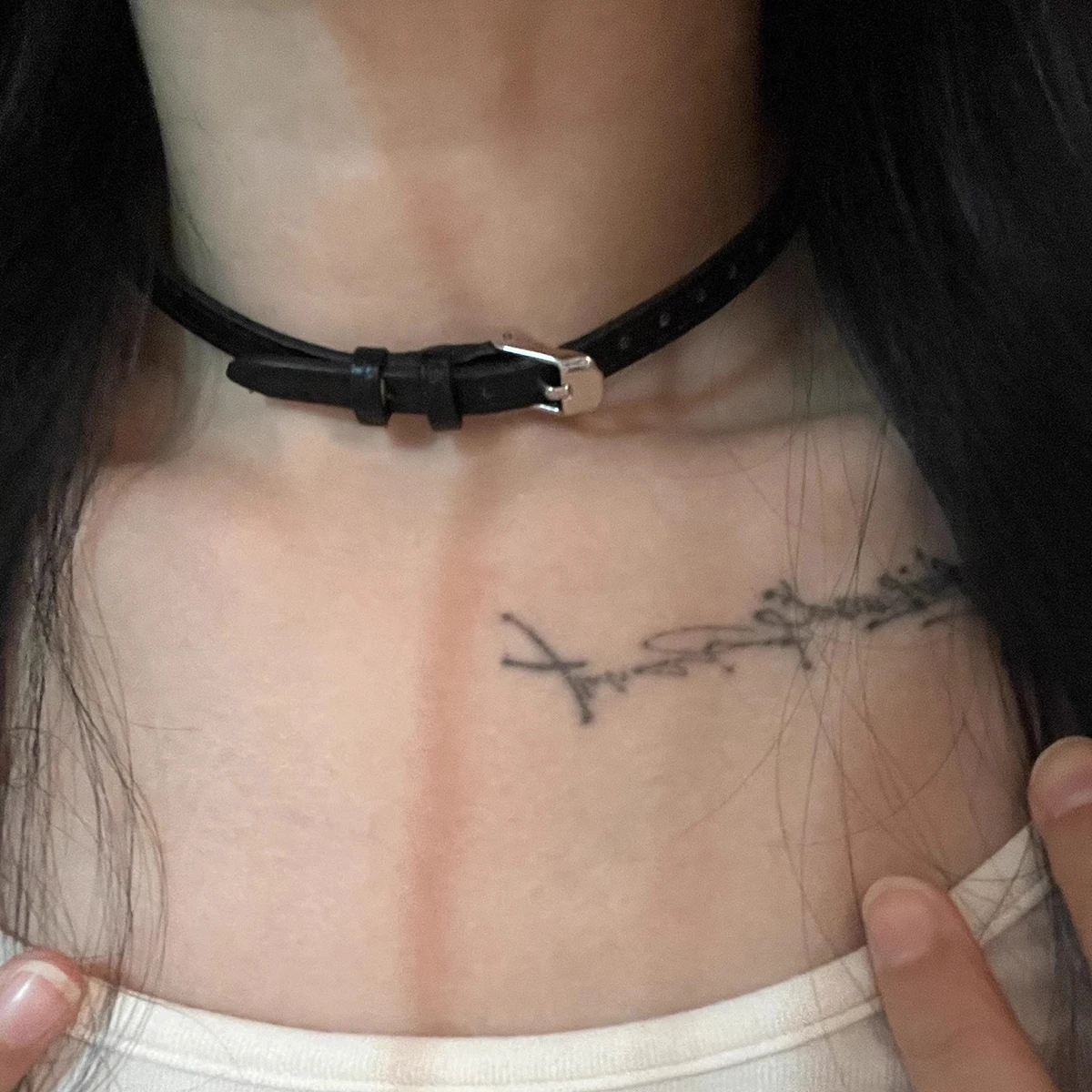 Texture Belt Buckle Neckchain Punk Dark Stackable Leather Unique Y2K Necklace Men Women Simple Choker Jewelry 3