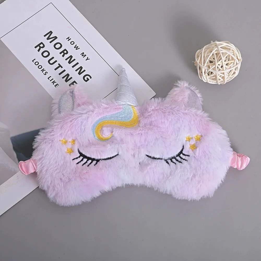 Luxurious Plush Unicorn Sleeping Mask with Glitter Accents