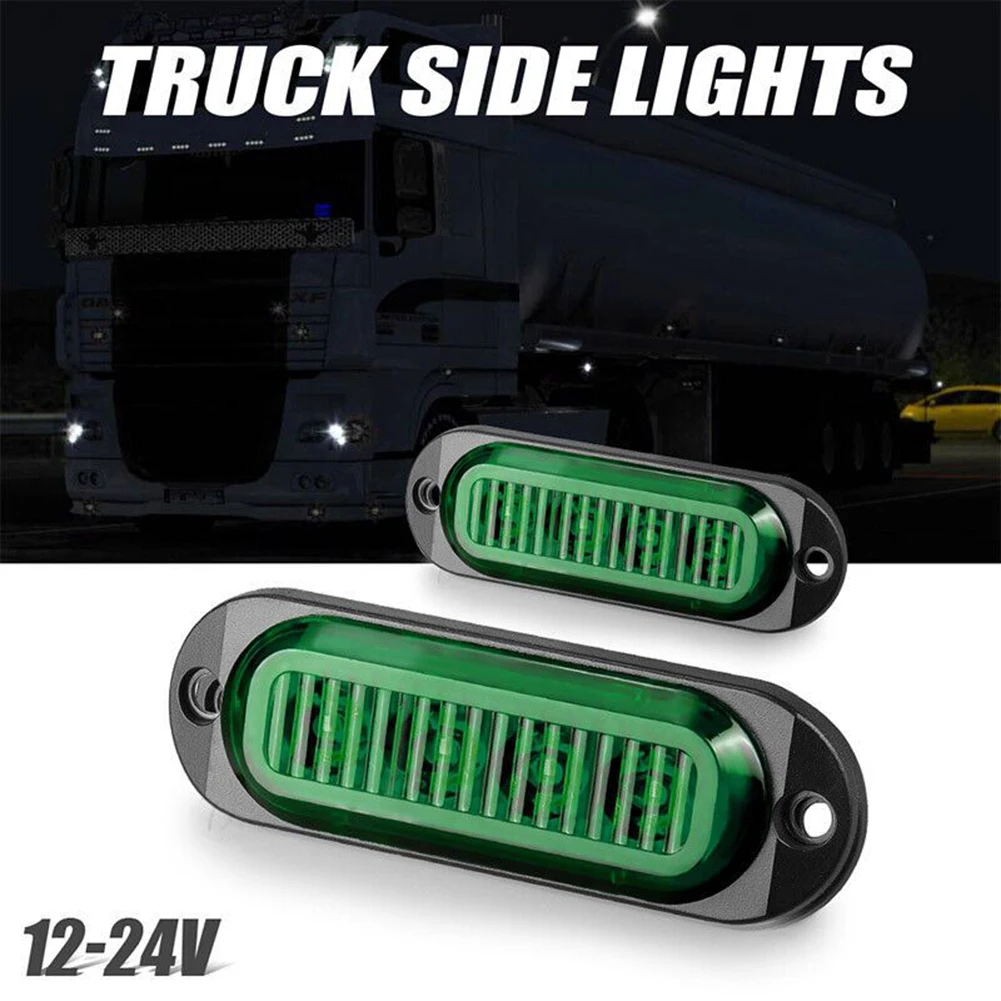 4Pcs Super Bright Green 4 Led Car Oval Side Marker Lights Accessori Luci Di Ingombro Per Camion Rimorchi Parte Auto Impermeabile