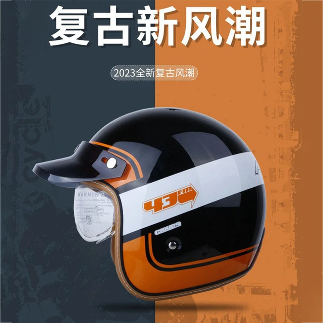 Casque de Moto à Visage Ouvert pour Homme, Rétro, Vintage, Scooter, Pilote,  73 - AliExpress