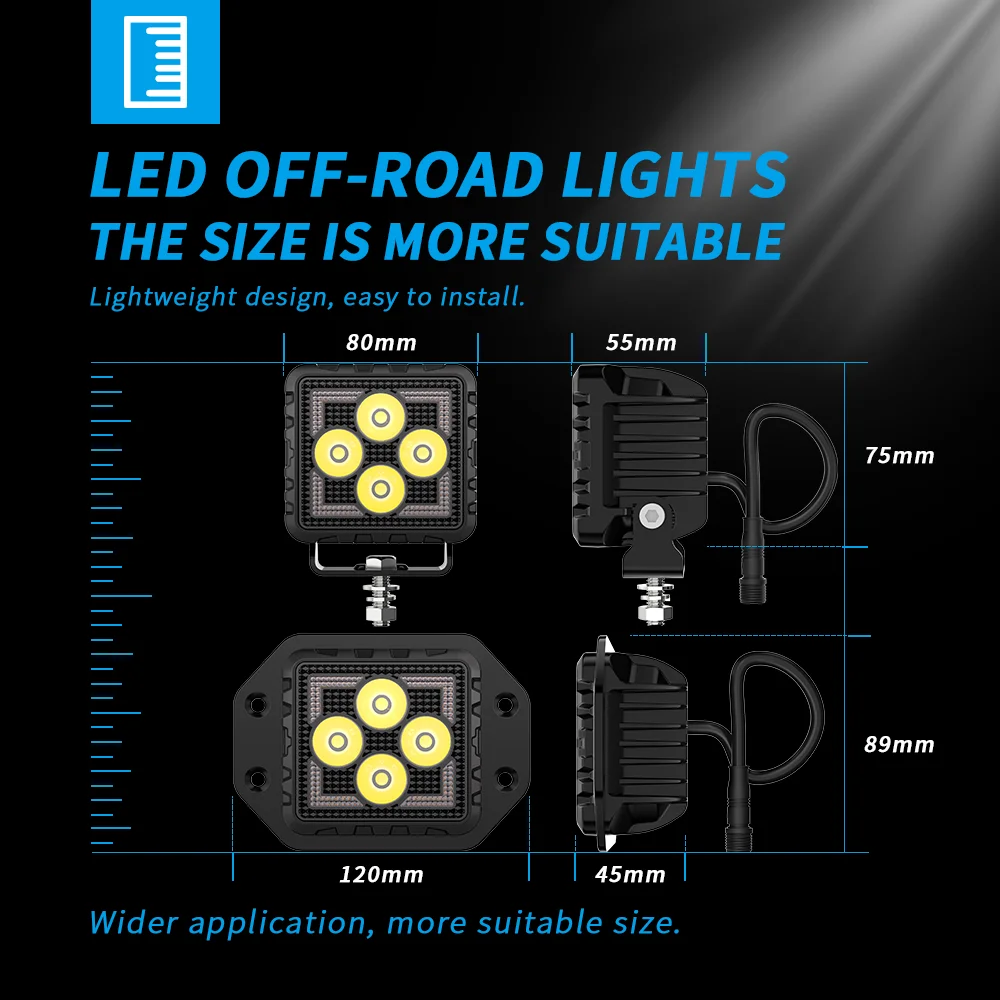 3Inch Work Fog Light Long Range Auxiliary Auto Fog Light Led Light Bar for Moto