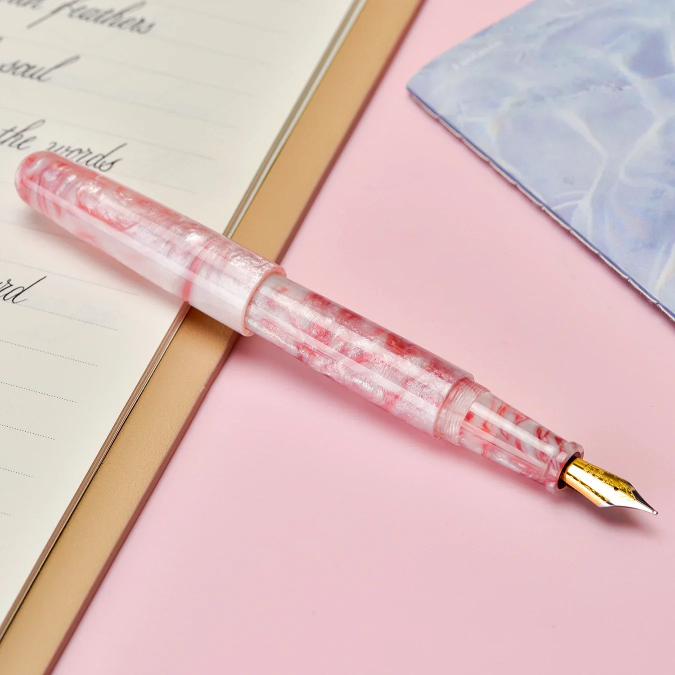 핑크 Fuliwen 송진 아크릴 만년필, 큰 사이즈 EF F M 아름다운 잉크 펜, 사무실 비즈니스 스쿨용 고급 선물 펜, 017