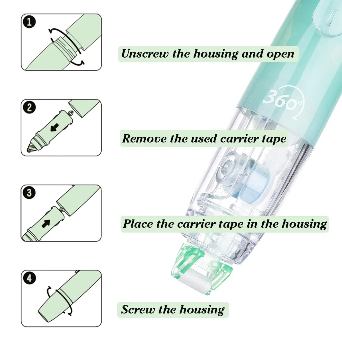 Double Sided Tape Roller with Tape Refills, Retractable Scrapbooking Glue Tape Roller, Adhesive Tape Dispenser 6