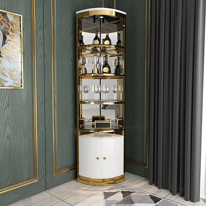 Stainless Steel Wine Rack Display Sideboard Cabinet Glass Opening