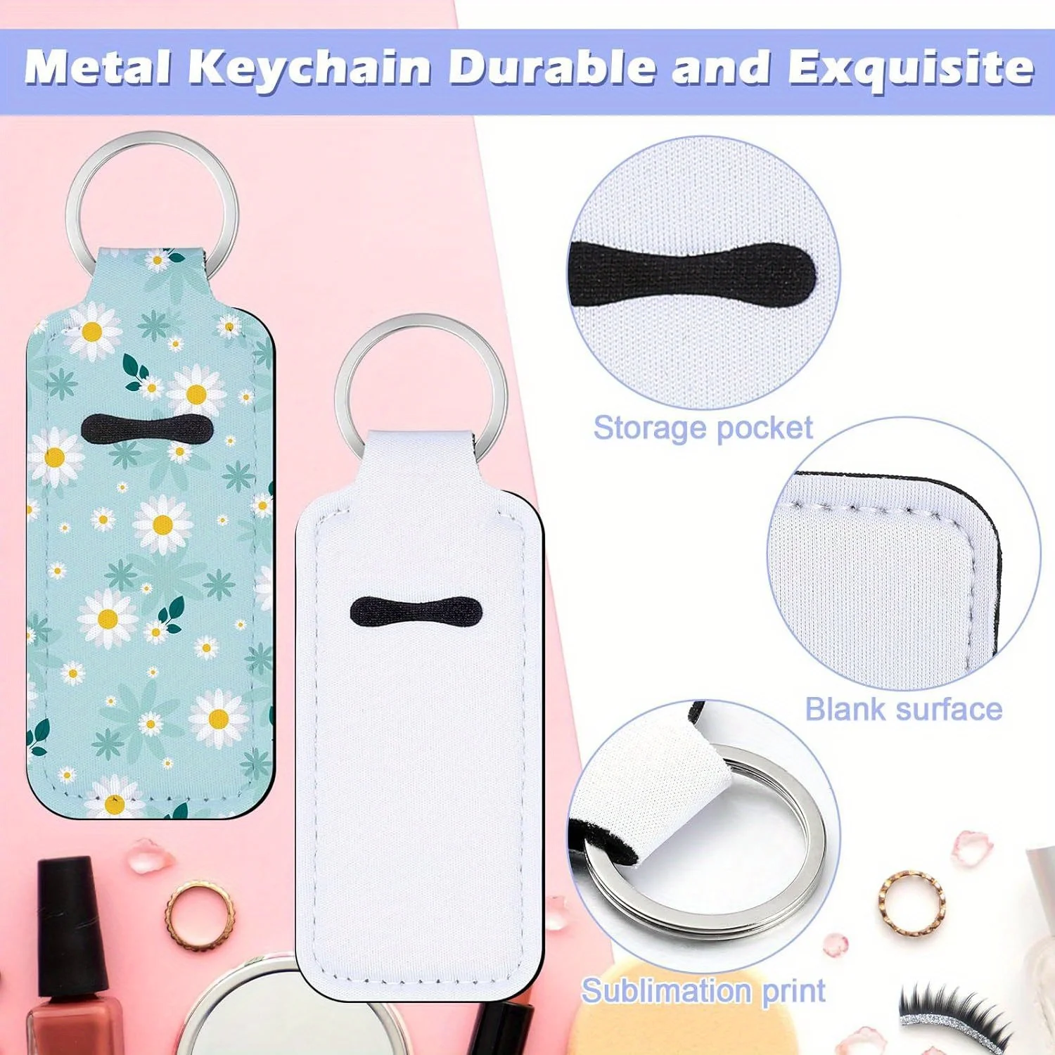10pcs DIY Sublimation Lipstick Sleeve Keychains, Blank Lipstick Holder, Protective Lipstick Cases for Women's Ornament Supplies 2
