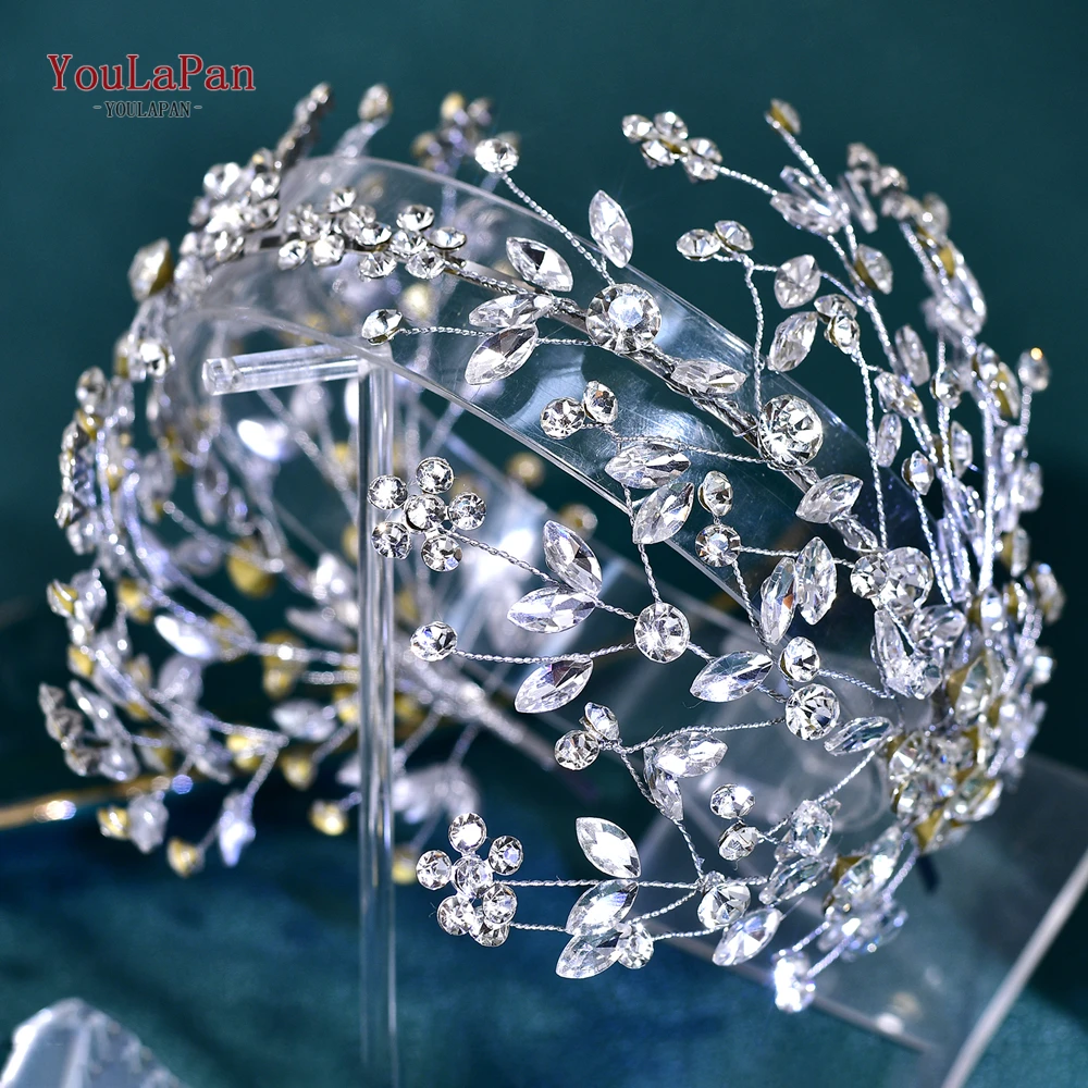 YouLaPan Luxury Rhinestone Bride Headband Handmade Silver Color Wedding Hair Accessories Fashion WWomen Hair Hoop Headwear HP794