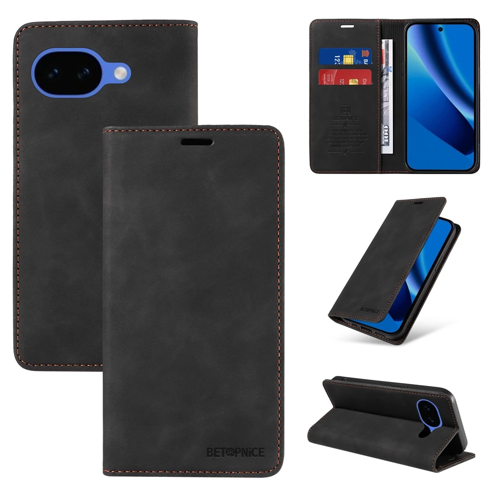 RFID Blocking Magnetic Wallet Case - Premium Flip Cover with Stand and Card Slots