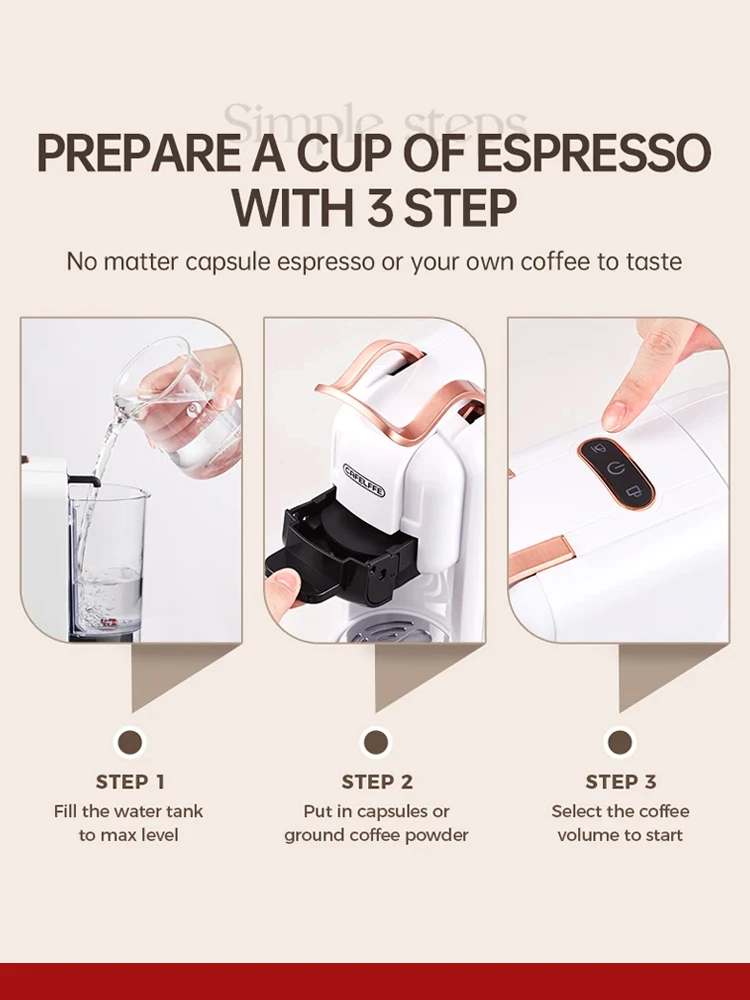 Capsule Coffee Maker Cafelffe Multiple Capsule Coffee Machine 4 in 1 Hot/Cold DG Cappuccino Nes Small Capsule ESE Pod Ground Espresso Cafeteria 19Bar
