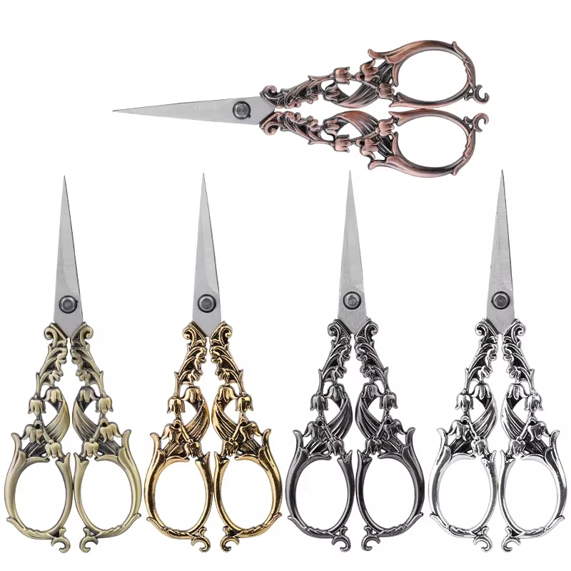 Fenrry 1Pc Retro Antique Vintage Scissors European Flower Pattern Stainless Steel For DIY Needlework Tools Tailor sewing scissors tailor scissors craft scissors