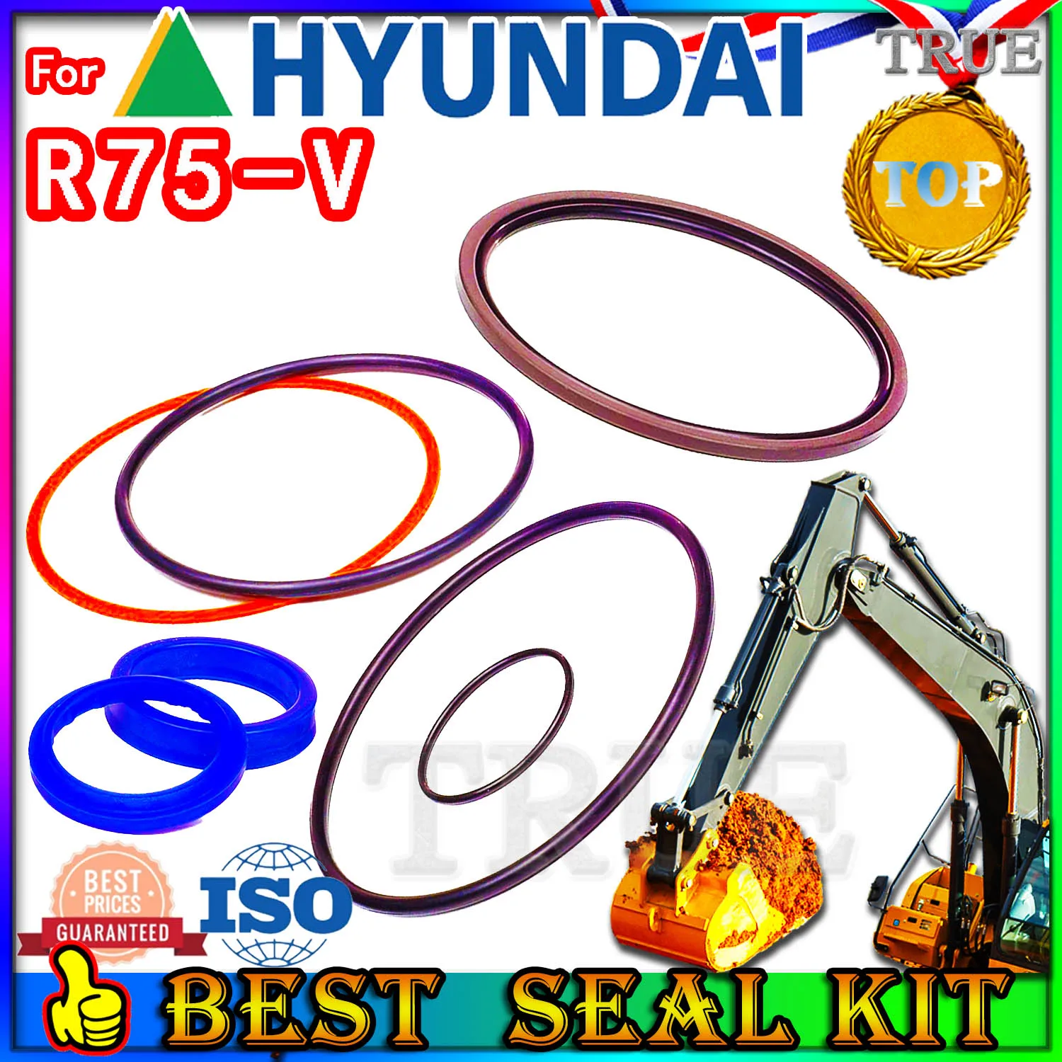 

For Hyundai R75-V Oil Seal Repair Kit Boom Arm Bucket Excavator Hydraulic Cylinder R75 V Wheel Control Pilot Valve Blade TRAVEL