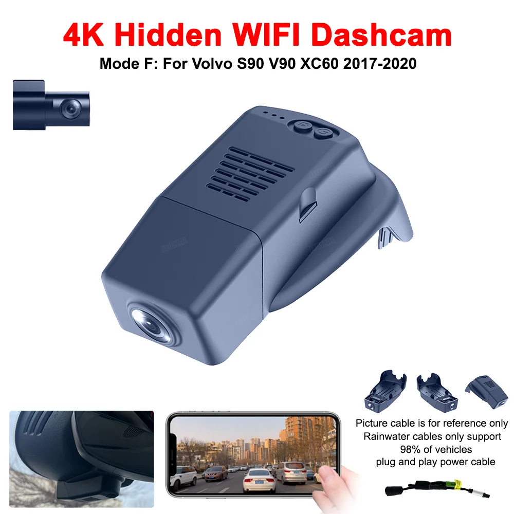 For Volvo S90 V90 XC60 2017-2020 Front and Rear 4K Dash Cam for Car ...
