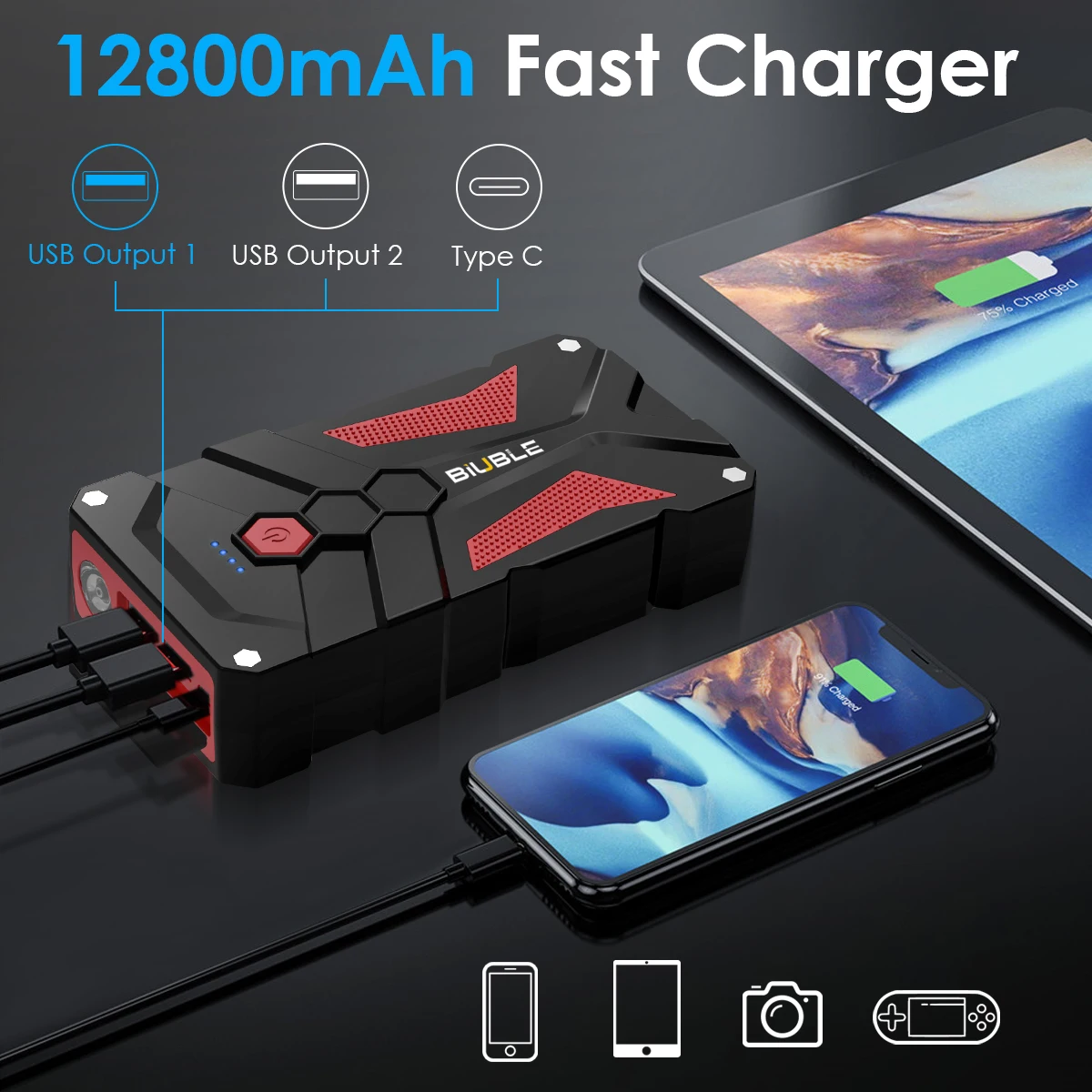 2000A Jump Starter Power Bank Starting Device Portable Emergency Booster for 12V Small Trucks Emergency Battery Booster