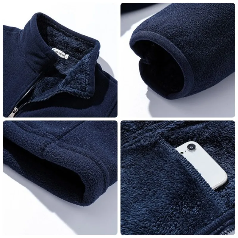Big Size Men's Winter Jacket Men Fleece Casual Jacket Coats Fitness Tracksuits High Quality Stand Collar Thicken Warm Jacket Men 6
