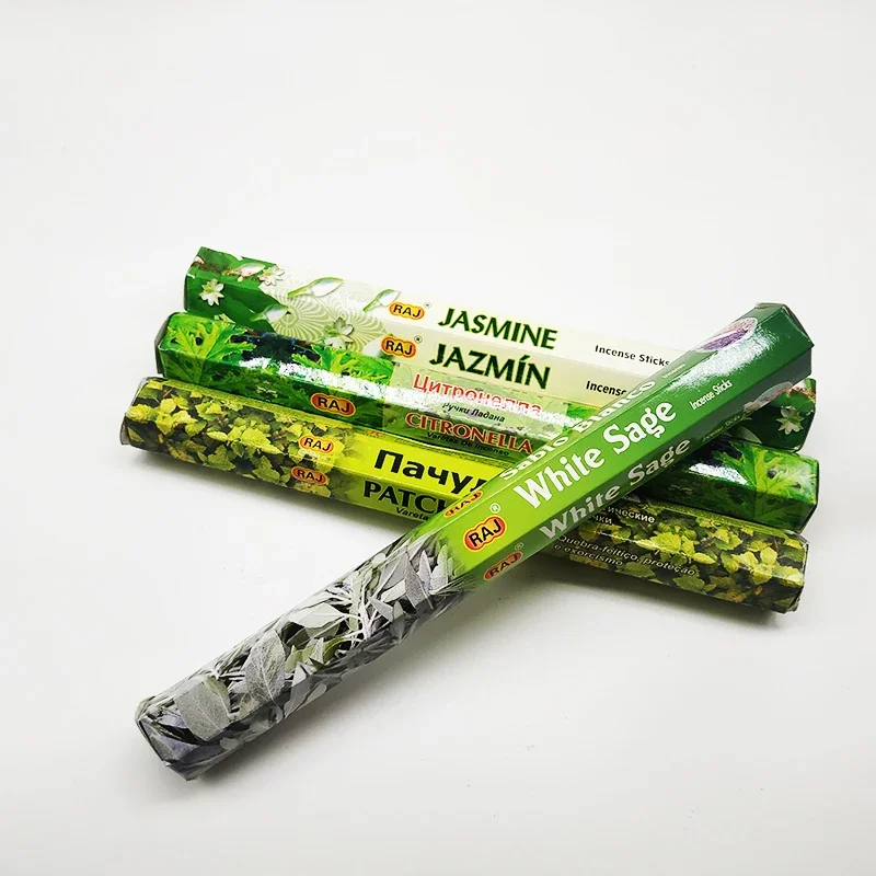 F 1 Box White Sage Incense Sticks Meditation Sandalwood Lavender Indian Flavor Sage Incense Fresh Air Scent Aroma Aromatherapy