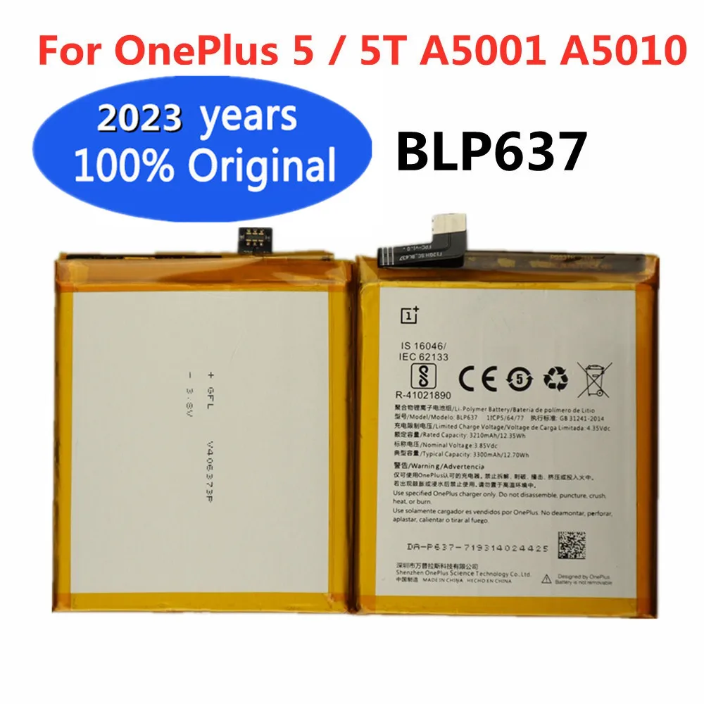 2023 Years BLP637 Original Replacement Battery For OnePlus 5 5T One Plus 5 5T 3300mAh High