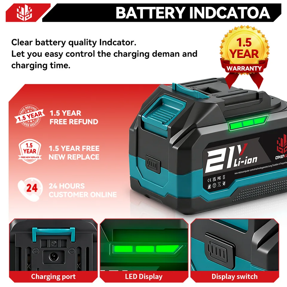 ONEVAN 3.0 Ah Li-Ion 20 V Battery with Charger, Tool Battery with LED ONEVAN 3.0 Ah Li-Ion 20 V Battery with Charger, Tool Battery with LED