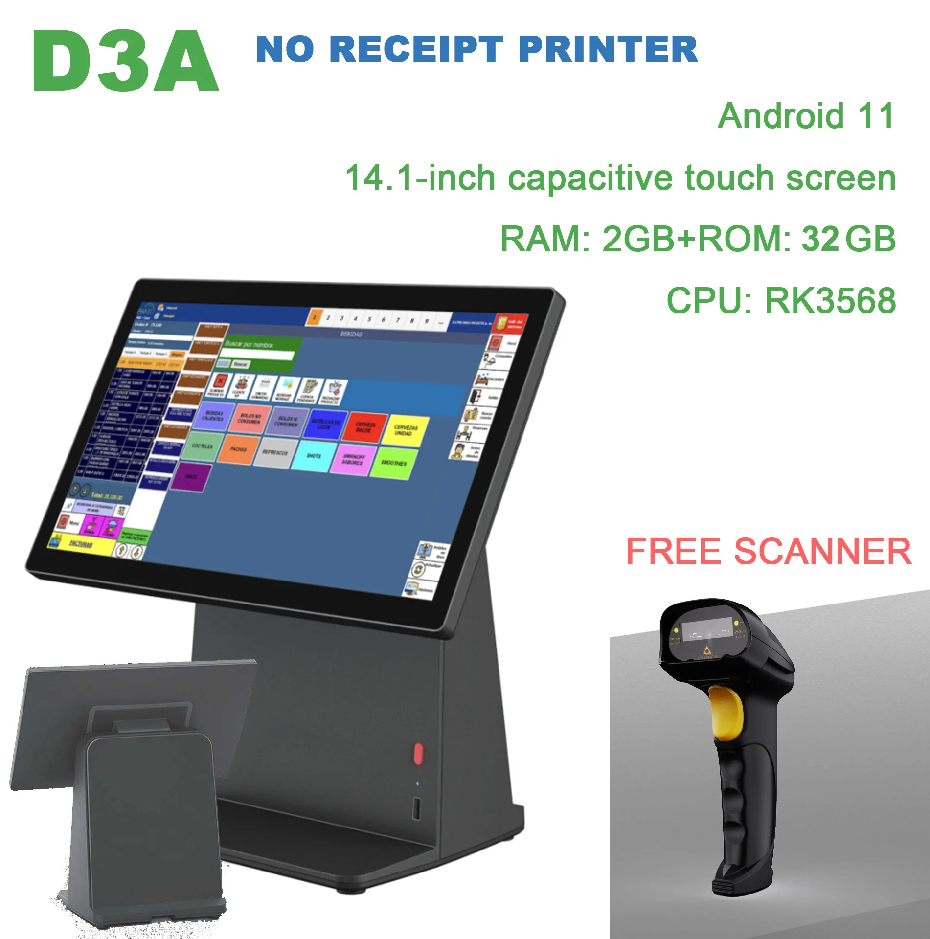 Latest NEW of 14.1-inch Touch POS Terminal Ordering and Cash Register All-In-One Machine for Catering Retail Store Supermarket
