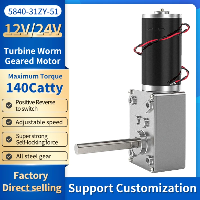 Motoriduttore 12V 5RPM A Vite Senza Fine - Reversibile, Coppia Elevata, Autobloccante - Per Finestre, Apriporta