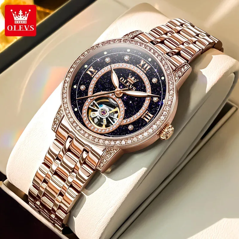 Starry Surface Female Watch Women Top Luxury Fashion Rose Gold Lady Automatic Mechanical Watches