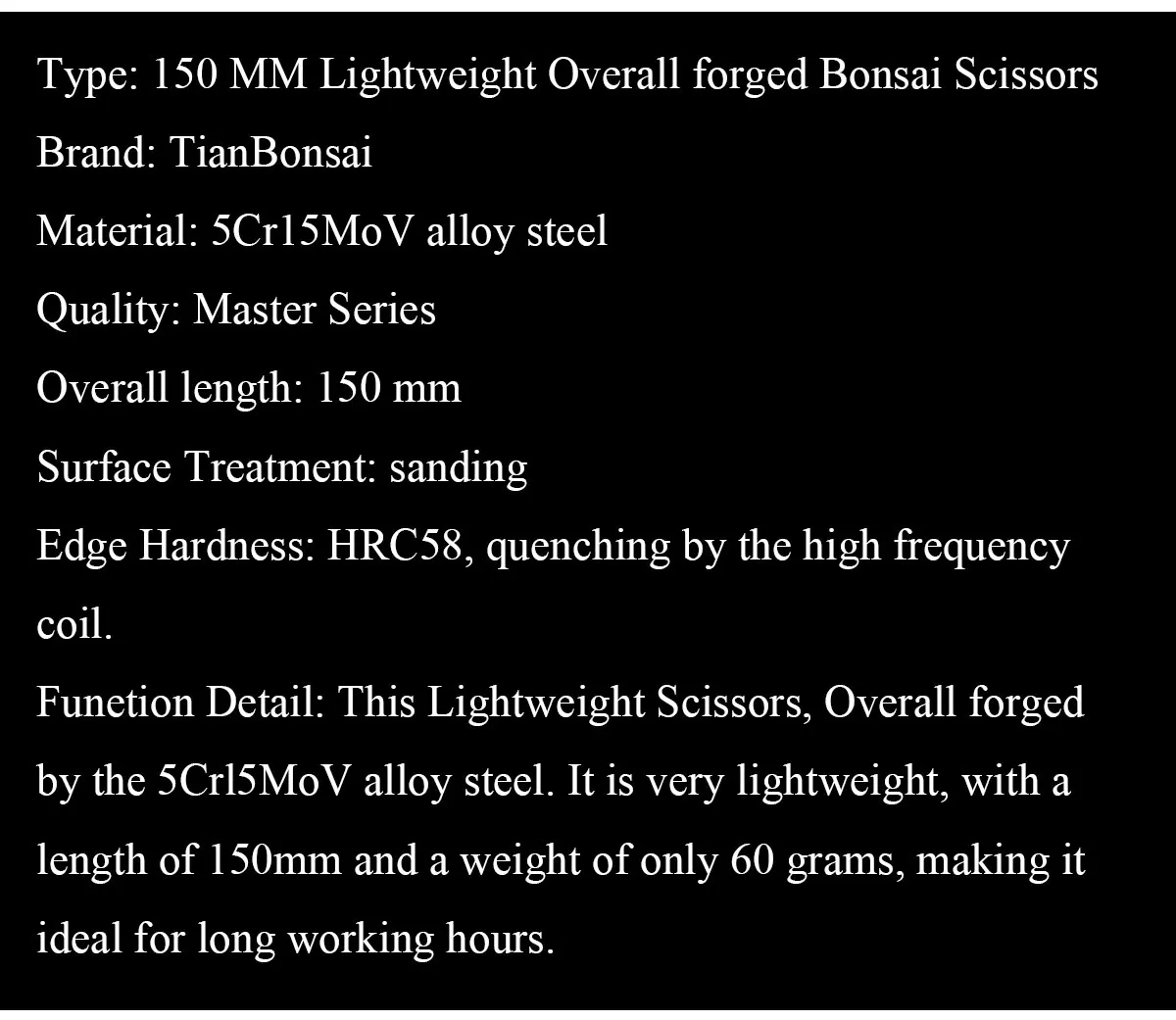Description Picture 3 of itemMaster series 150 mm bonsai scissors forging by 5Cr15MoV Alloy Steel bonsai tools from TianBonsai