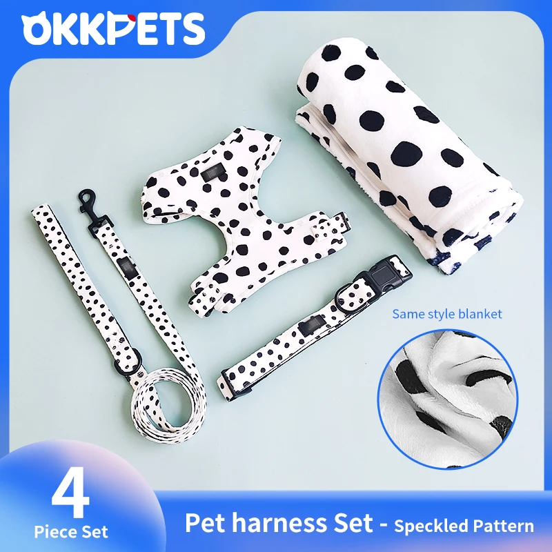 OKKPETS Dog Harness Collar Leash Blanket Accessories Polyester Adjustab Pet Harness Set For Small Medium Large Dog