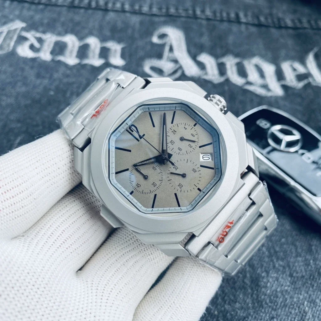 

Роскошные новые мужские кварцевые часы с хронографом, серые, титановые, зеркальные, серые, черные, синие спортивные модные часы с сапфировым стеклом