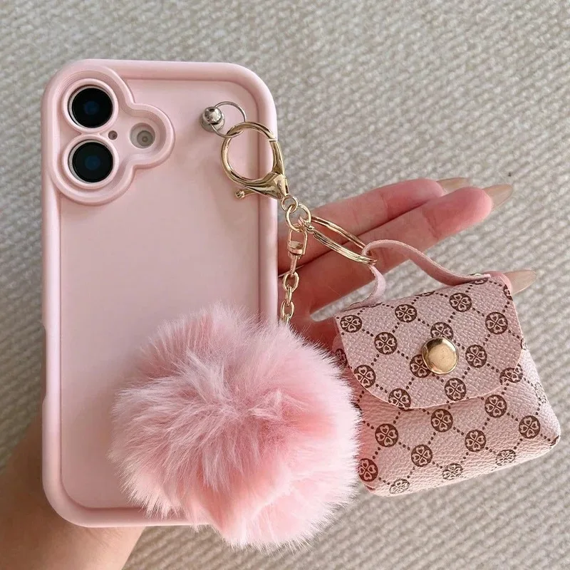 Adorable Pink Plush Bluetooth Earphone Pouch Phone Case Cover