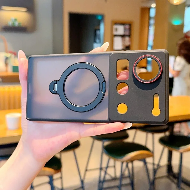 Red Circle Lens Full Coverage Metal Magnetic Holder Case