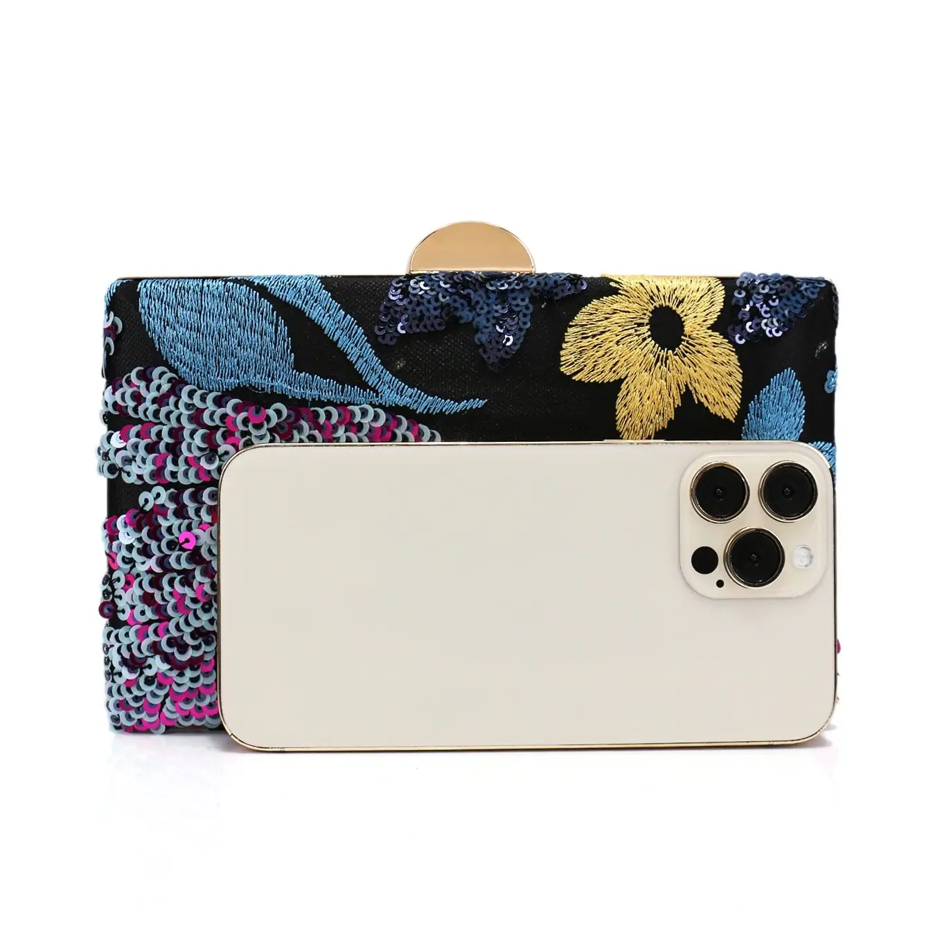 Sequin Floral Evening Clutch Bag for Women