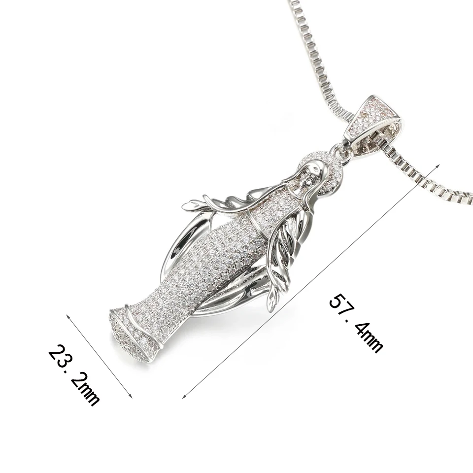 VANAXIN Iced Out Virgin Mary Mama Pendant Religious Jewelry 14k Gold Plated Virgen De Guadalupe Necklace Charms Our Lady 3
