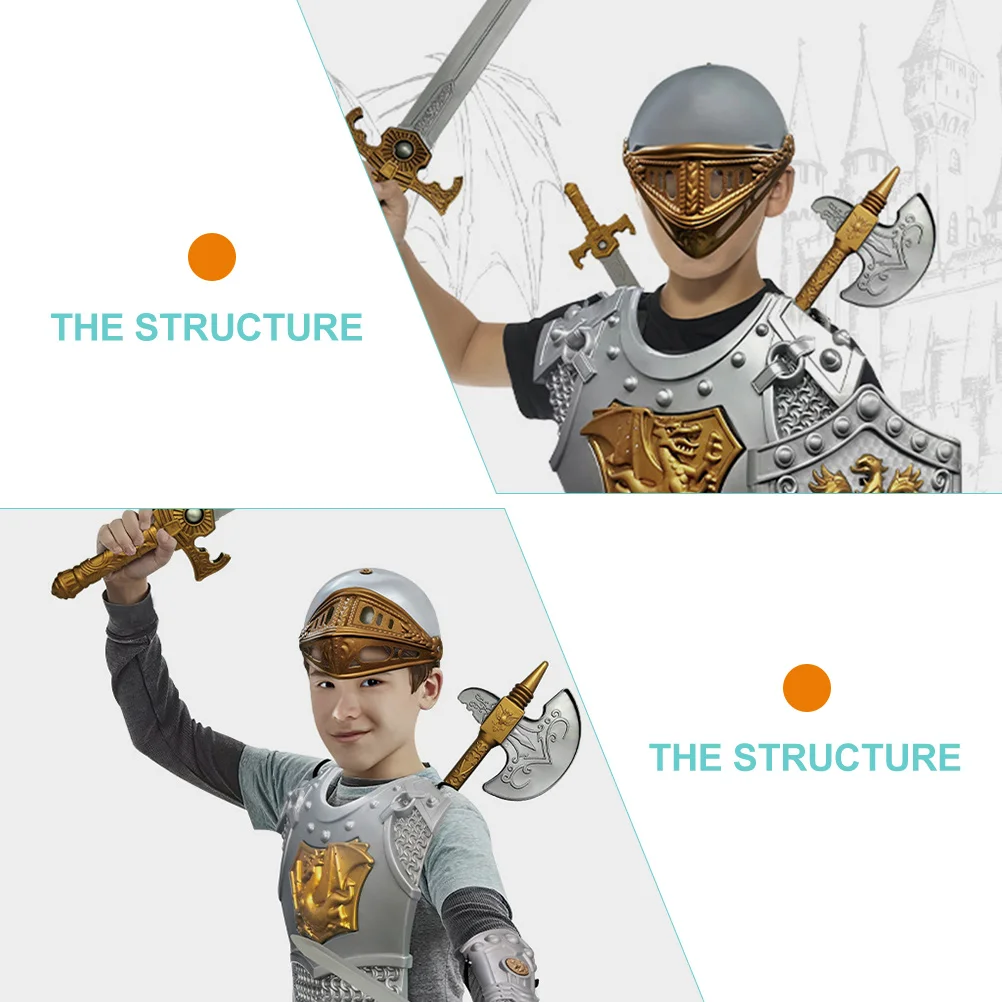 Knight Suit Swords Kids Rider Clothes Kids Kits Boy Knight Costume Plastic Cosplay Outfit Child Outfits