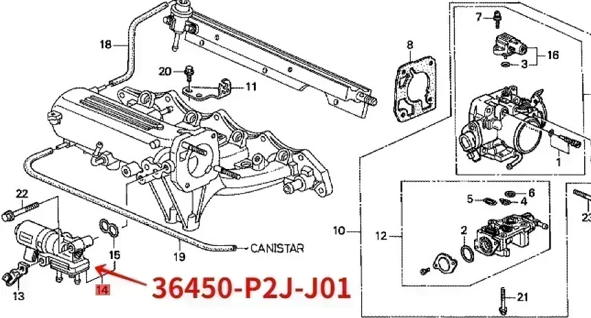 Original 138200 0640 36450-P2J-J01 36450-P6T-S01 36450-P3F-G01 Idle Air Control Valve For Honda Civic EJ8 EK1 EK3 EK4 EG2 EH6 96 pneumatic air valve