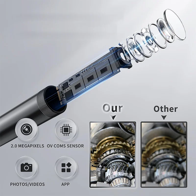 KUTOU 8mm High-Resolution Endoscope Camera for Engine and Sewer Inspection