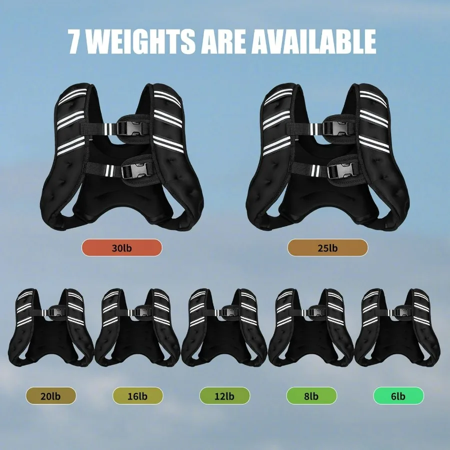 Weight Vest for Men Women, 12lb Adjustable Body Weight Vest, Reflective Stripe for Training, Running, Jogging, Walking, Black